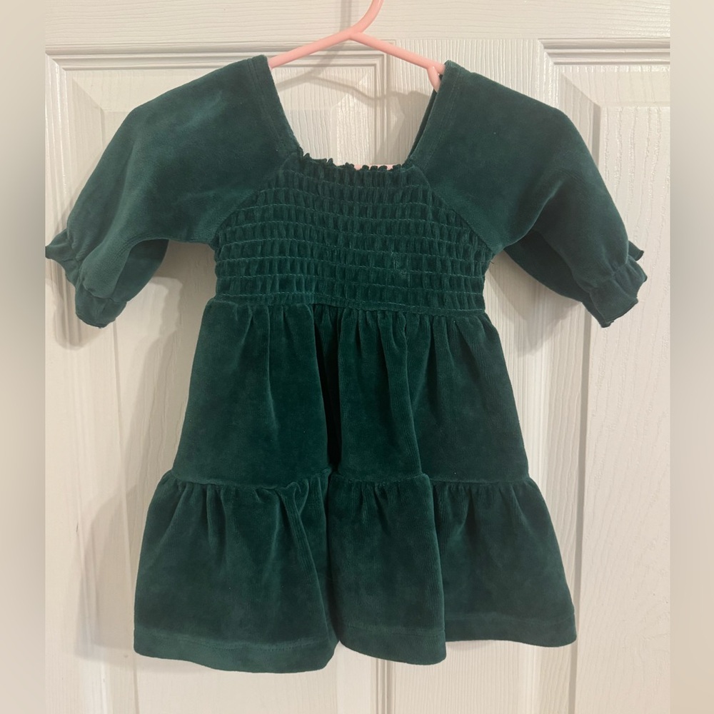 Monica & Andy green velour dress